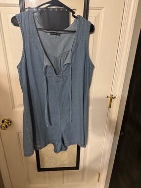 Nasty Gal Light Blue Denim Romper